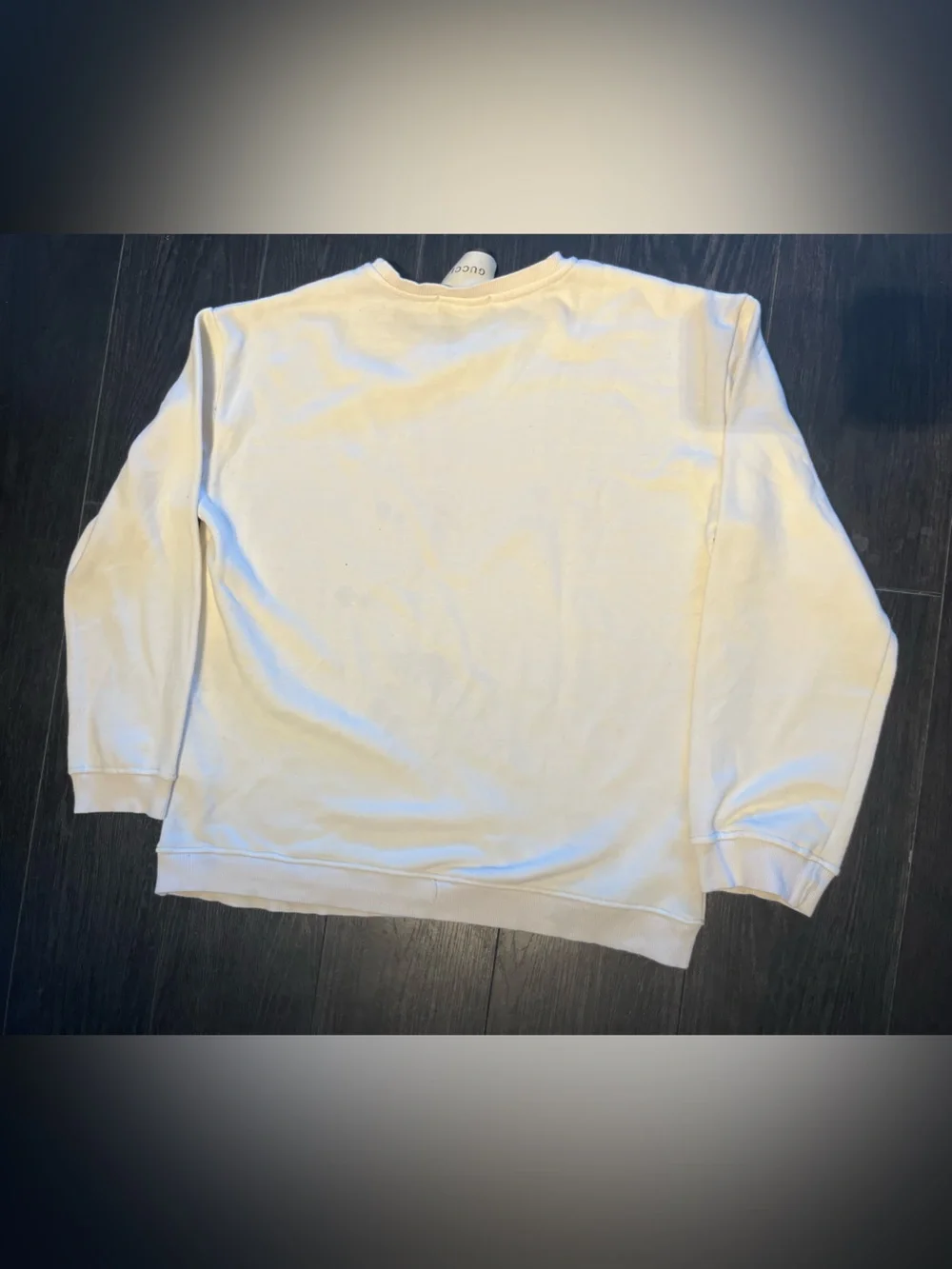 Gucci White Crewneck Sweater with Red and Green Stripe Logo